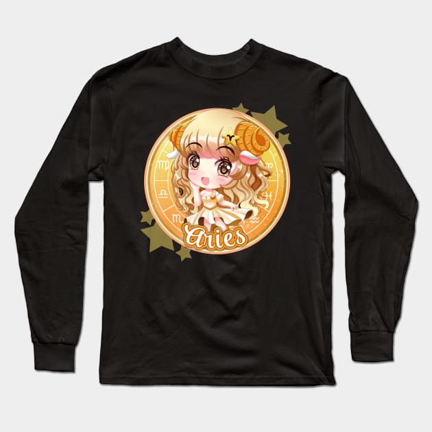 Chibi Aries Long Sleeve T-Shirt by My Tribe Apparel